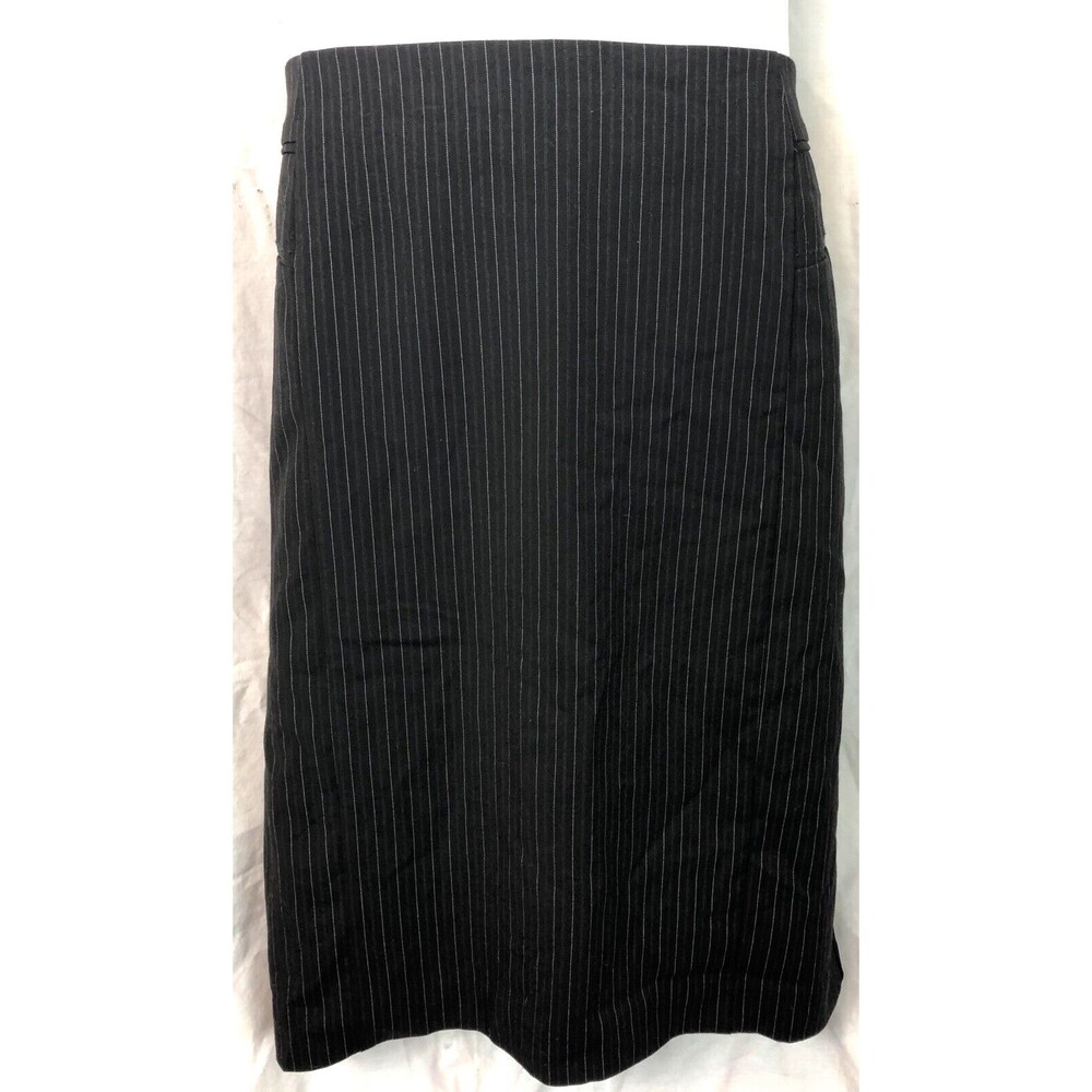 Worthington Straight Skirt 12 Black Pinstripe Knee Length Lined 34”waist Career